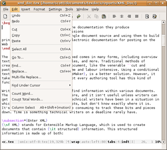 Cream's gVim menus